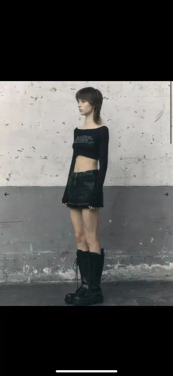 スカート BOHEMSEO bohemian seoul CROSSOVER SKIRT CROSSOVER DENIM MINI SKIRT, SNOW BLACK - bohemseo